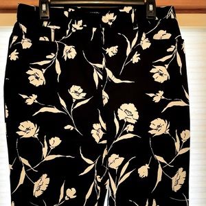 Chaps black pants with white floral print